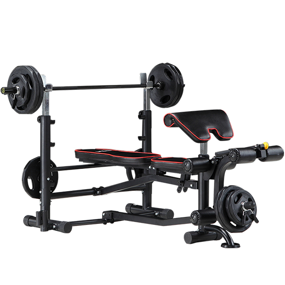 多宝 BK3011多功能卧推架举重床综合训练器健身器材 BK3011+60KG杠铃片+1.8米杆