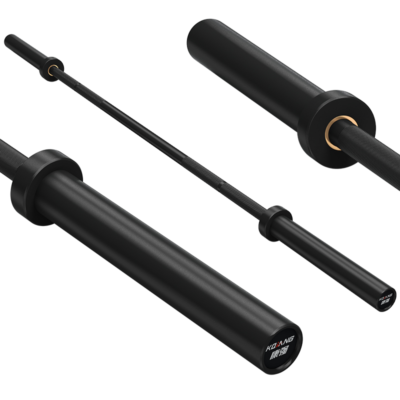 多宝杠铃杆硬铬陶瓷镀黑彩色男士女士举重训练杆八轴承2.2M奥杆 E5炫酷黑承重500LB