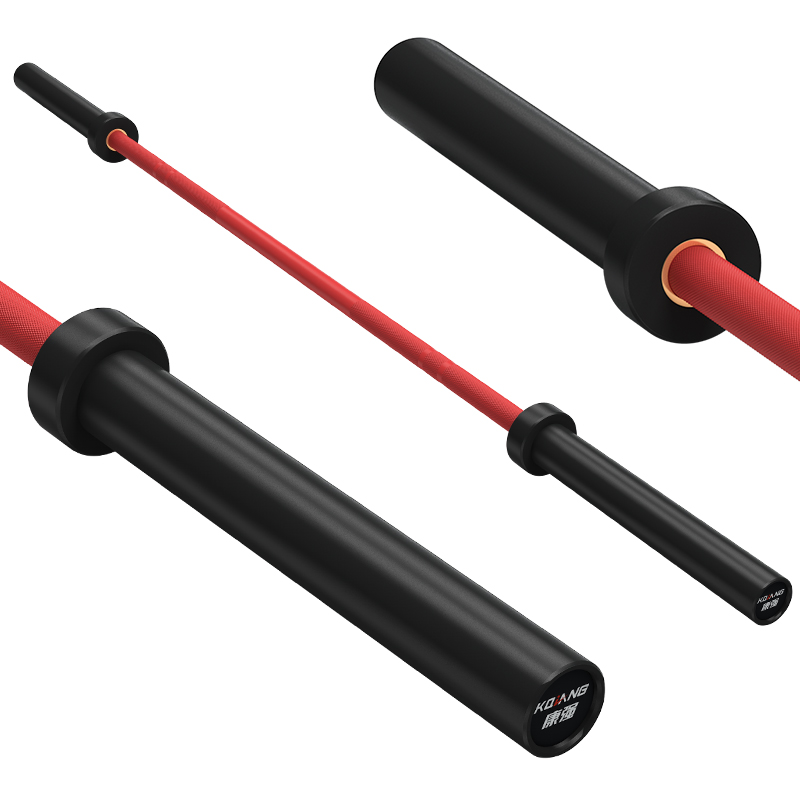 多宝杠铃杆硬铬陶瓷镀黑彩色男士女士举重训练杆八轴承2.2M奥杆 E10激情红承重1000LB